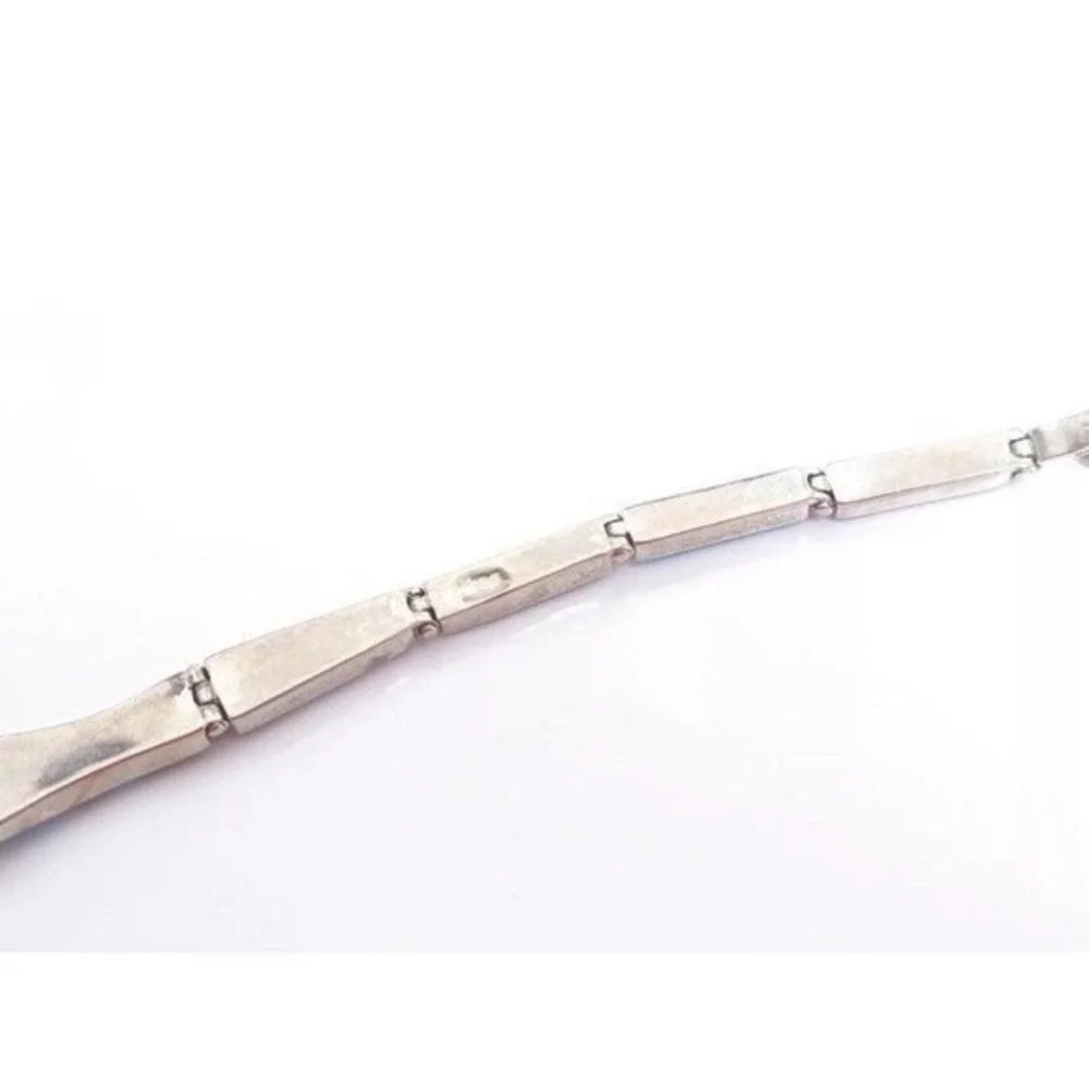 STERLING SILVER TURQUOISE ABALONE INLAY LINK BRACELET‎ NATIVE AMERICAN STYLE